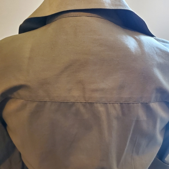 DVF Vintage Khaki Tan Safari Shirt Button Dress w Tie - Picture 7 of 10